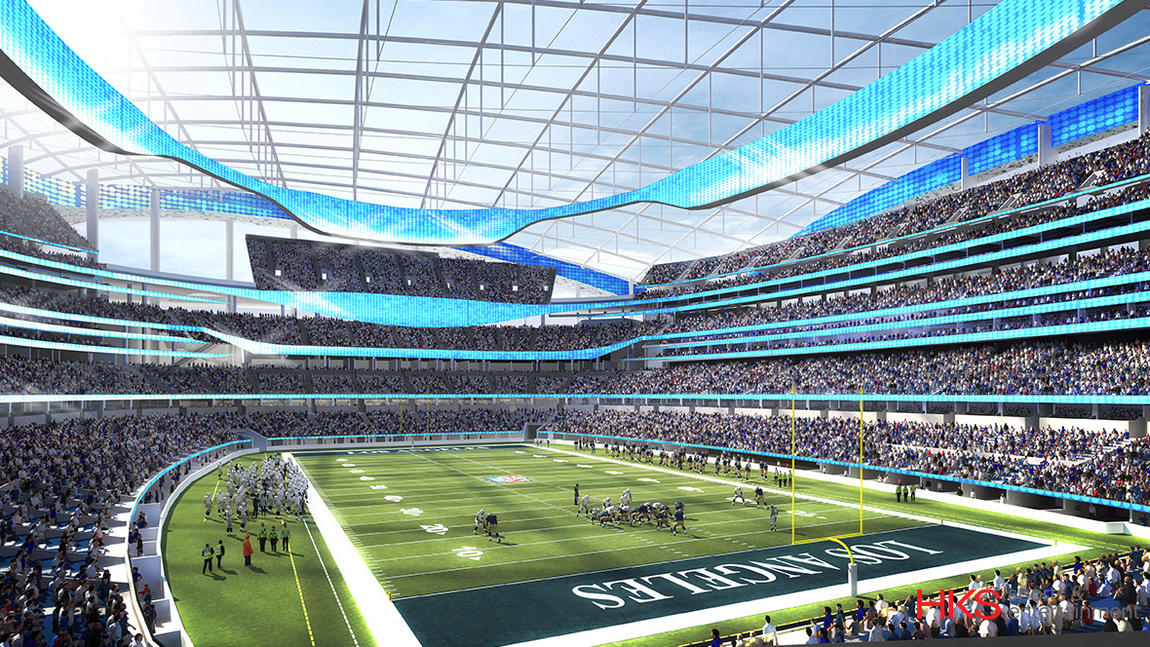 LA Stadium reaches milestone with completion of outer shell of
